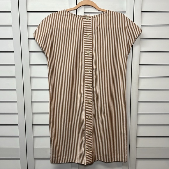 Madewell Striped Button Back Easy V-Neck Dress Size XXS Stripe Earthen Clay - Picture 8 of 11